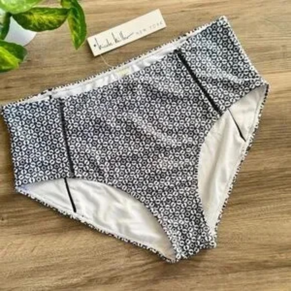 NWT Nicole Miller High-Waisted Bikini Bottom Geometric Print Size L - Picture 13 of 16